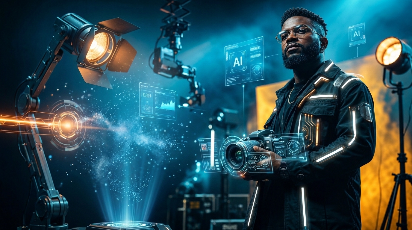 Futuristic AI visual revealed over the hero image